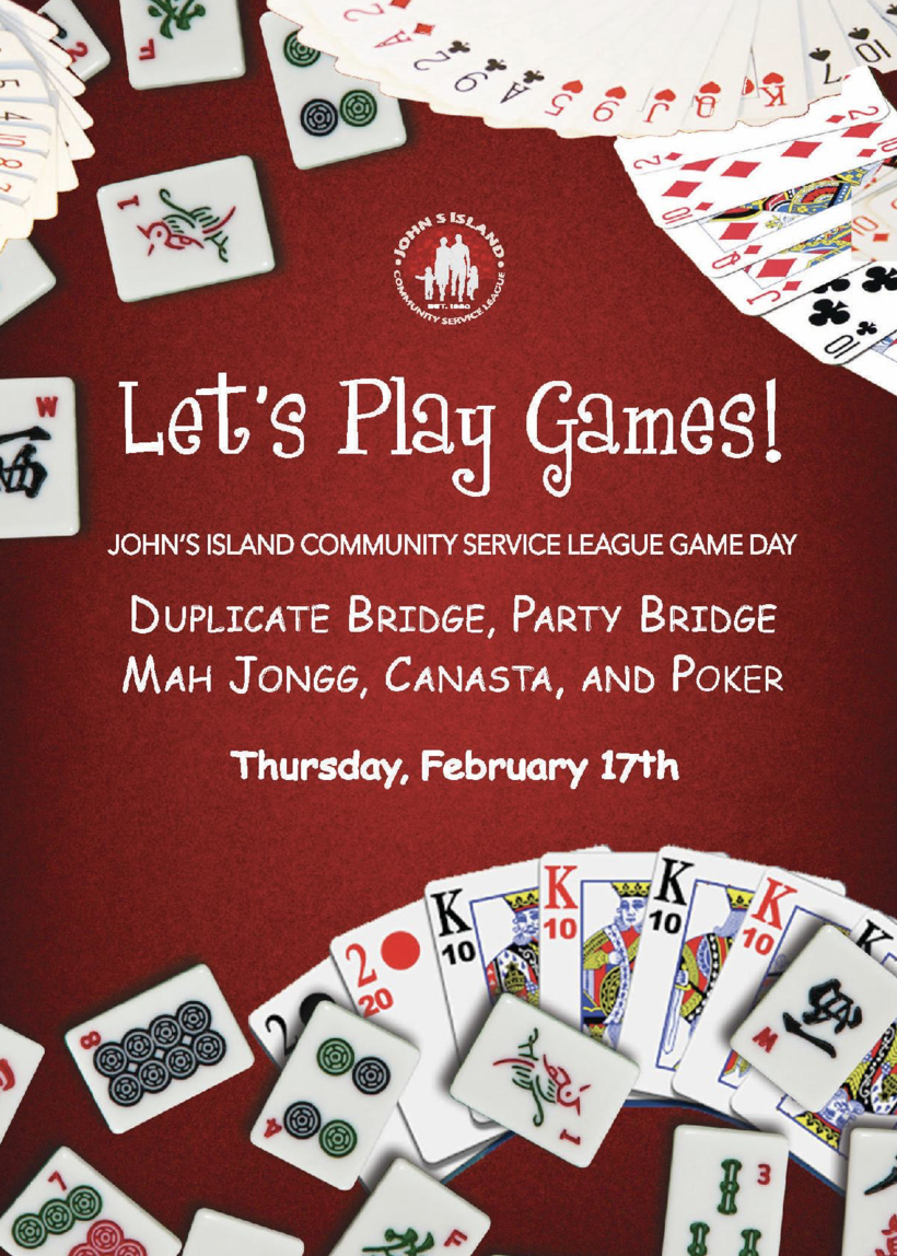 Read more about the article Game Day  Bridge, Mah Jongg & Canasta
